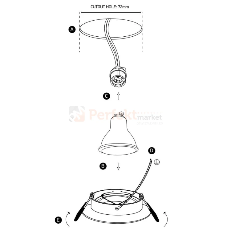 Oprawa halogenowa Arta 2 biała regulowana 82mm 11105UA W One Light montaz perfektmarket.jpg