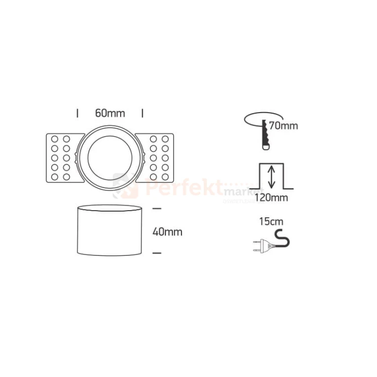 Oprawa sufitowa trimless bezramkowa Potamos GU10 biała 10105TR-W wymiary one light perfektmarket olsztyn.jpg