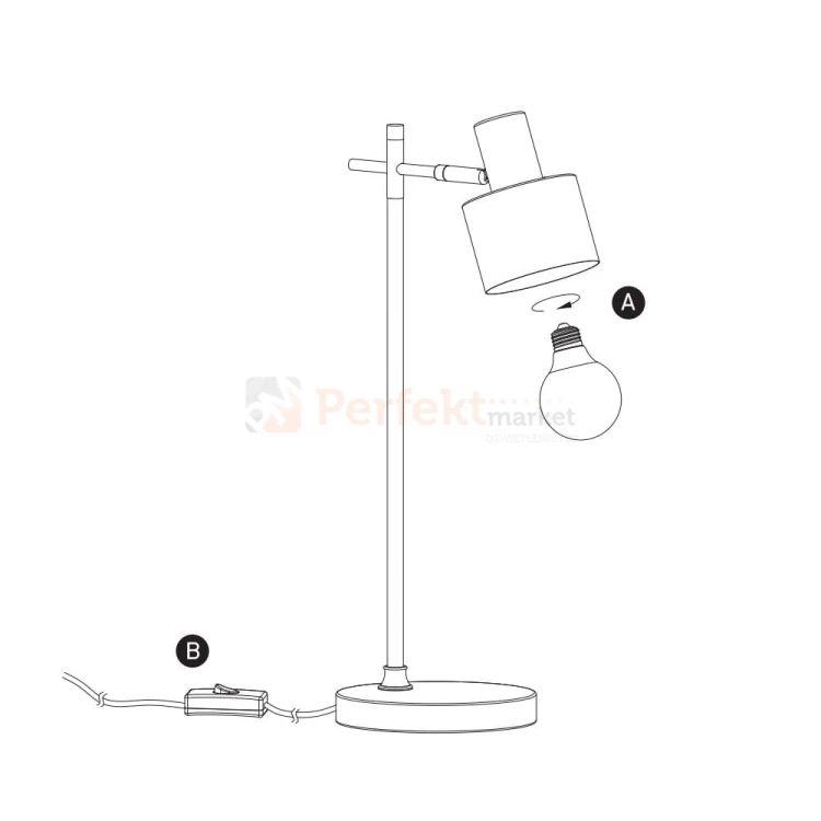 Lampka biurkowa stołowa loft czarna Serena S 61116A B One Light szkic perfektmarket.jpg