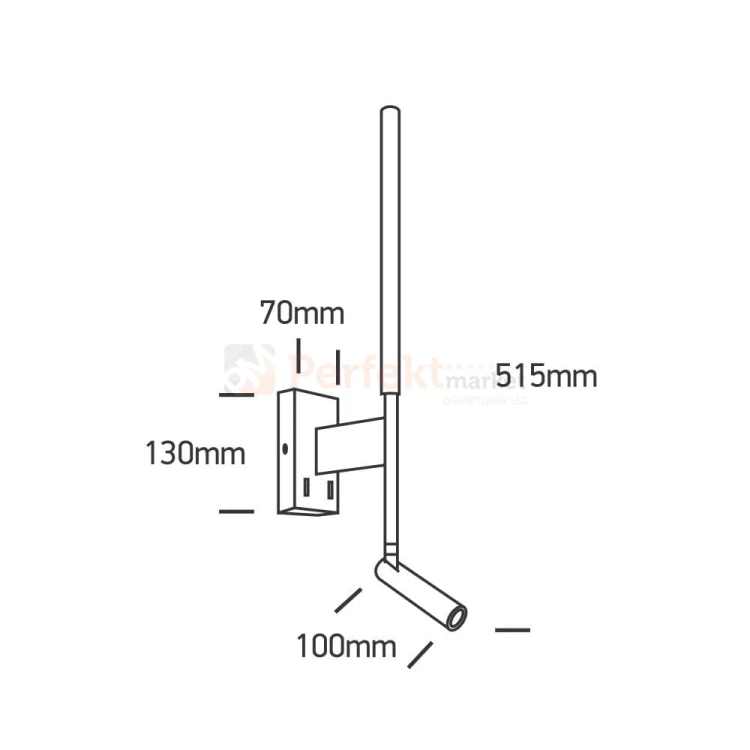Lampa ścienna kinkiet LED Ines LED nowoczesna czarna 3+6W regulowana 65144 B W wymiary One Light perfektmarket.jpg