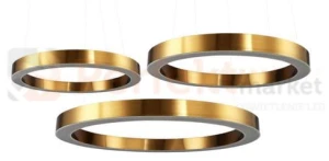 Lampa wisząca CIRCLE mosiądz koła 40+60+60 cm LED