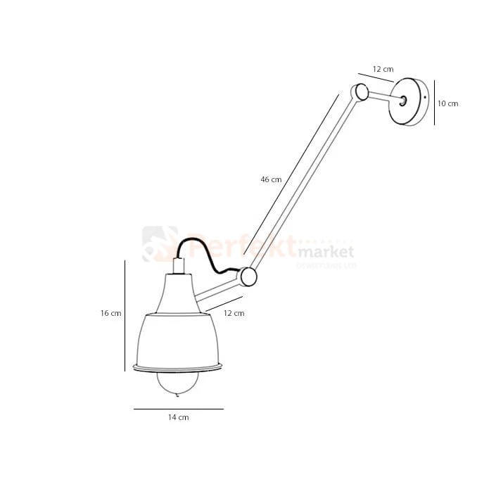 Lampa ścienna kinkiet AIDA grafit loft regulowana klosz E27814PL_G19 ALDEX
