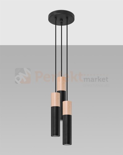 Lampa wisząca PABLO 3P czarna Sollux