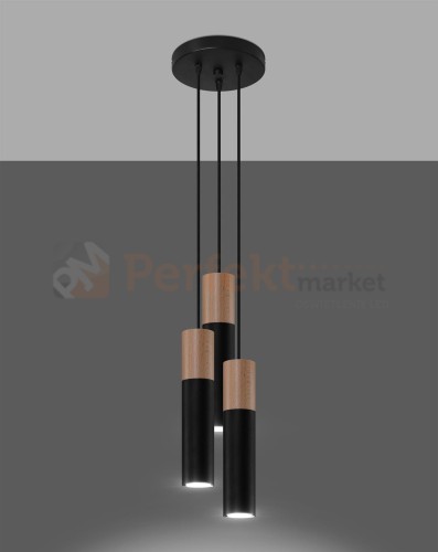 Lampa wisząca PABLO 3P czarna Sollux