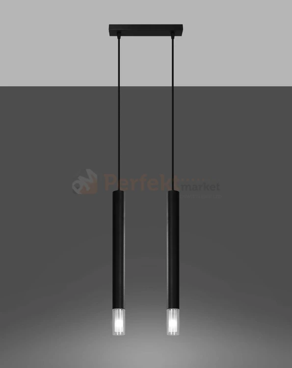 Lampa wisząca WEZYR 2 czarna Sollux