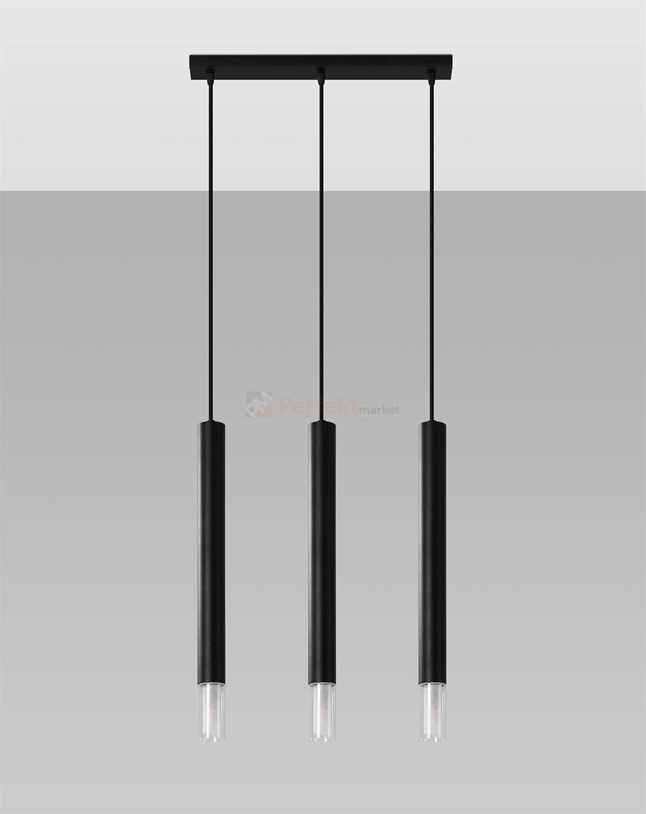 Lampa wisząca WEZYR 3 czarna Sollux