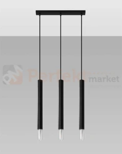 Lampa wisząca WEZYR 3 czarna cienkie rurki Sollux SL.0962