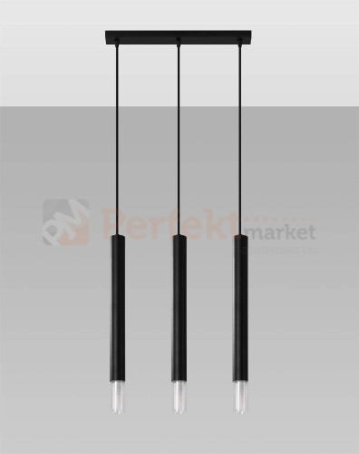 Lampa wisząca WEZYR 3 czarna Sollux