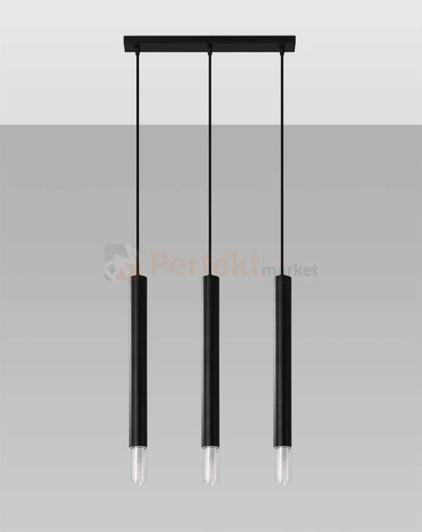 Lampa wisząca WEZYR 3 czarna Sollux