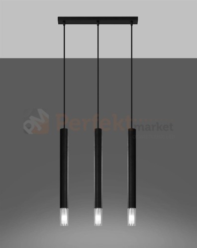 Lampa wisząca WEZYR 3 czarna Sollux