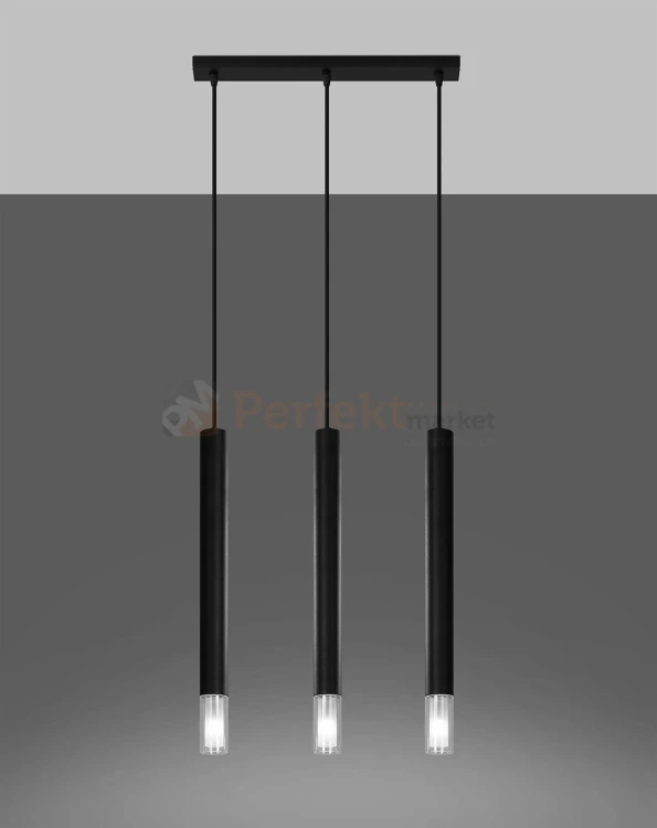 Lampa wisząca WEZYR 3 czarna Sollux