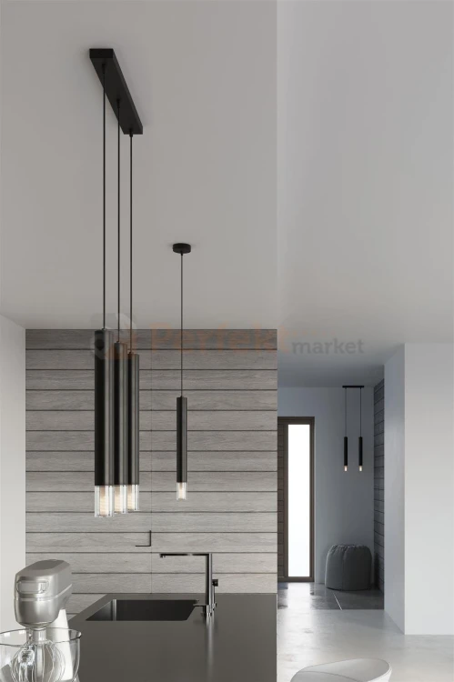 Lampa wisząca WEZYR 3 czarna Sollux