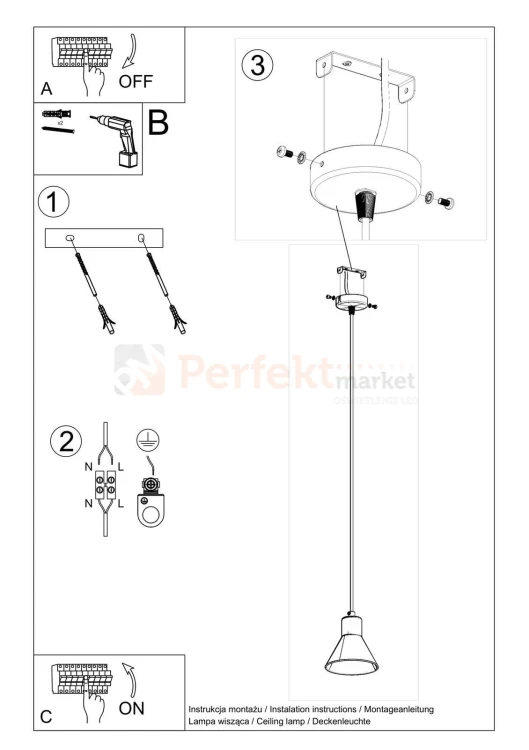 Lampa wisząca TALEJA 1 biała [E27] Sollux