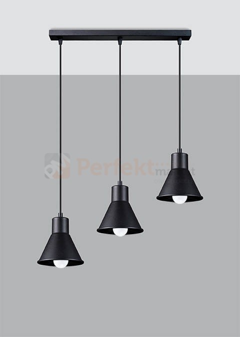 Lampa wisząca TALEJA 3 czarna [E27] Sollux