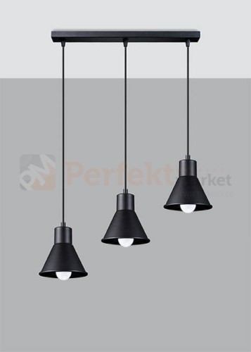 Lampa wisząca TALEJA 3 czarna [E27] Sollux