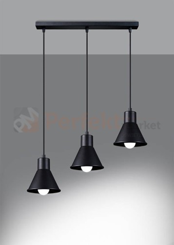 Lampa wisząca TALEJA 3 czarna [E27] Sollux