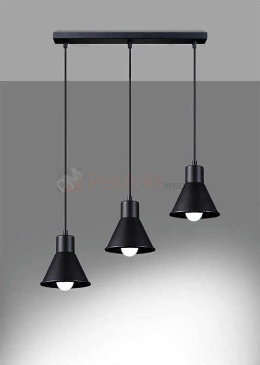 Lampa wisząca TALEJA 3 czarna [E27] Sollux