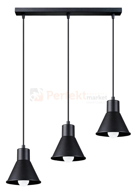 Lampa wisząca TALEJA 3 czarna [E27] Sollux