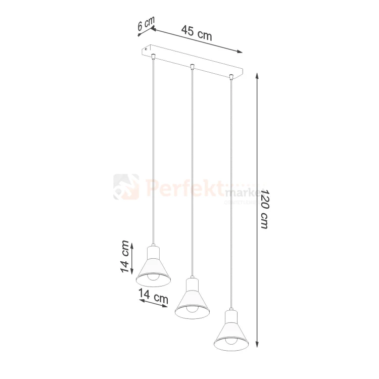 Lampa wisząca TALEJA 3 czarna [E27] Sollux