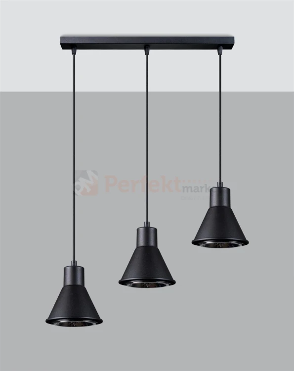 Lampa wisząca TAZILA 3 czarna [ES111] Sollux