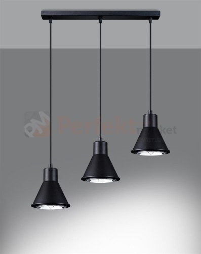 Lampa wisząca TAZILA 3 czarna [ES111] Sollux