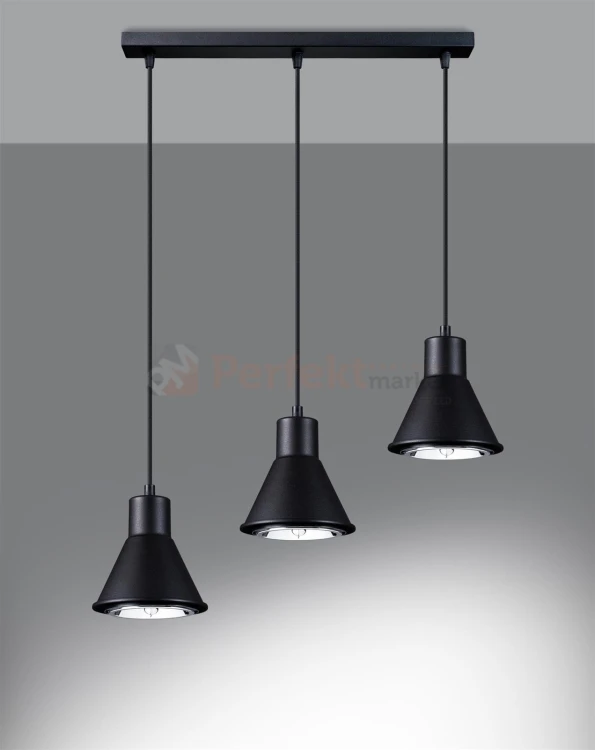 Lampa wisząca TAZILA 3 czarna [ES111] Sollux