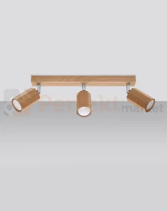 Plafon oprawa drewniana sufitowa spotlight  ZEKE 3 dąb Sollux SL.1030