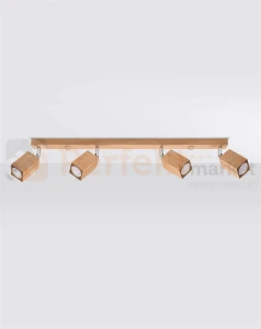 Plafon oprawa drewniana reflektorki na listwie KEKE 4 dąb Sollux SL.1038