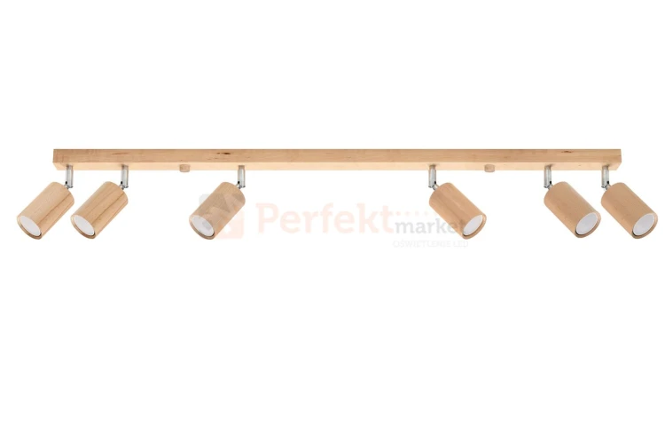 Plafon BERG 6 naturalne drewno Sollux