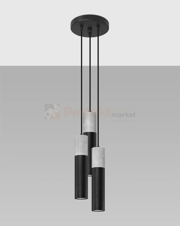 Lampa wisząca BORGIO 3P czarny Sollux