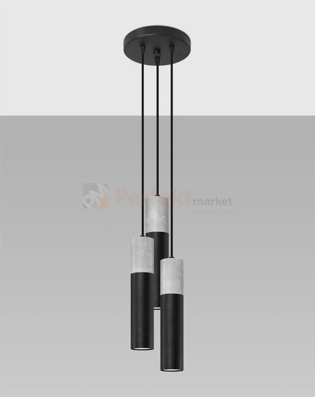 Lampa wisząca BORGIO 3P czarny Sollux