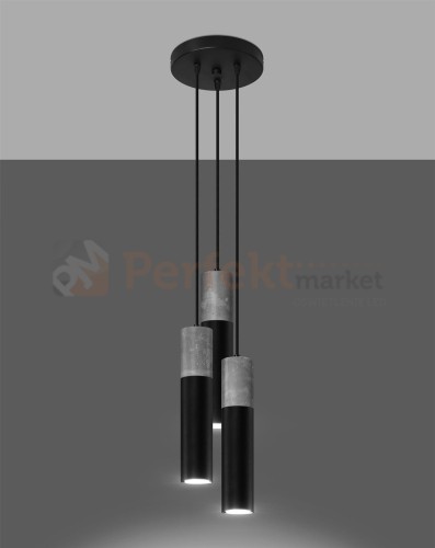 Lampa wisząca BORGIO 3P czarny Sollux