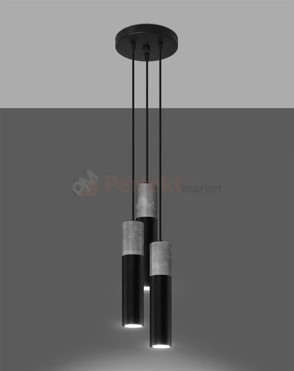 Lampa wisząca BORGIO 3P czarny Sollux
