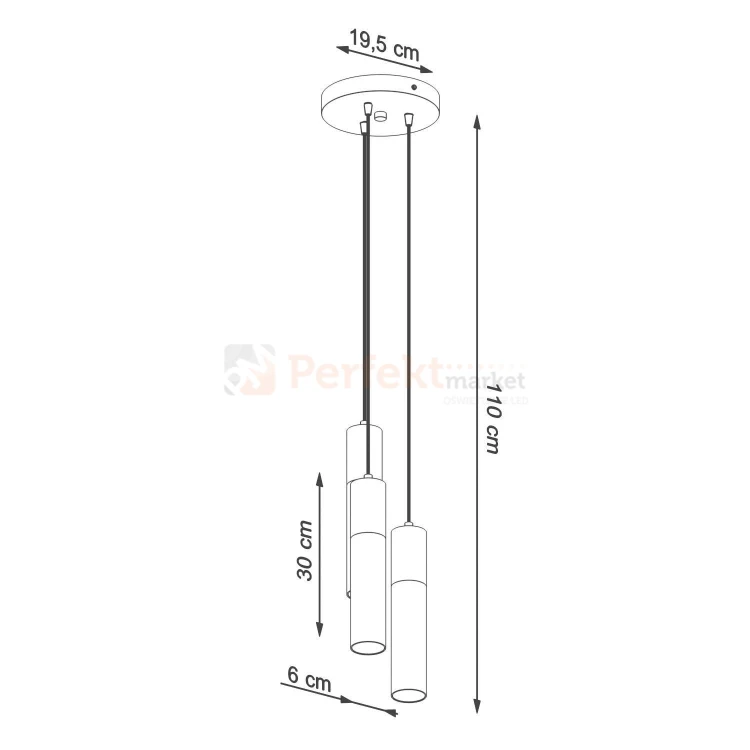 Lampa wisząca BORGIO 3P czarny Sollux