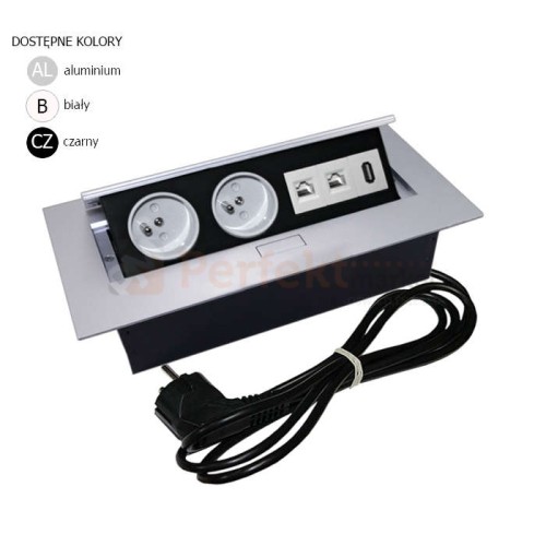 Media Port power_port powerport mediaport blatowy gniazda wpuszczany 2 x 230V 2 x RJ45 1 x USB rant sklep perfektmarket hurtownia elektryczna