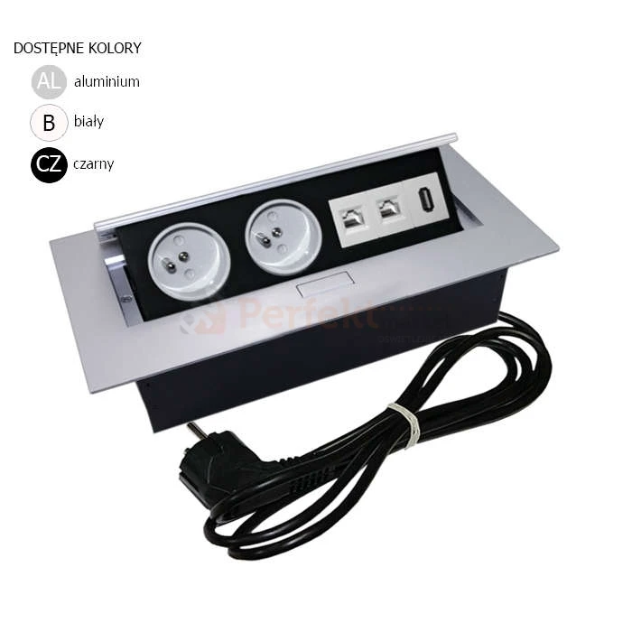 Media Port power_port powerport mediaport blatowy gniazda wpuszczany 2 x 230V 2 x RJ45 1 x USB rant sklep perfektmarket hurtownia elektryczna