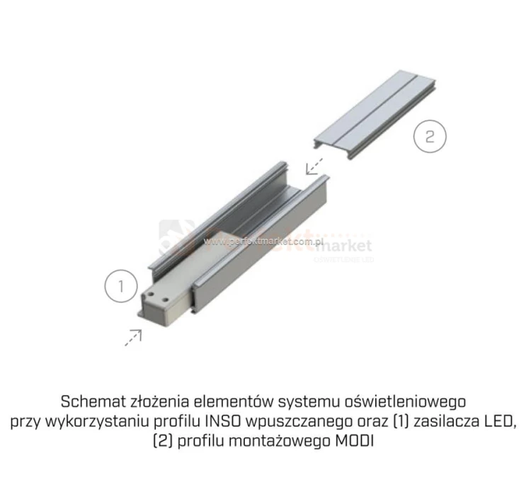 Profil zaślepiający modi srebrny 1 mb LUMINES-MODI1-S perfektmarket aluminiowy montaż


