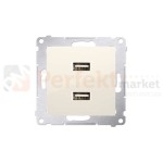 Simon 54 ładowarka do komórki USB podwójne białe DC2USB.01/41 kremowa bez ramki perfektmarket