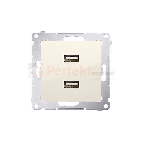 Simon 54 ładowarka do komórki USB podwójne białe DC2USB.01/41 kremowa bez ramki perfektmarket