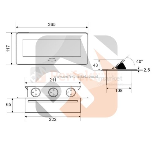 Media Port power_port powerport mediaport blatowy wpuszczany 2x230V 1xRJ45 2xUSB Oval sklep perfektmarket hurtownia elektryczna wymiary