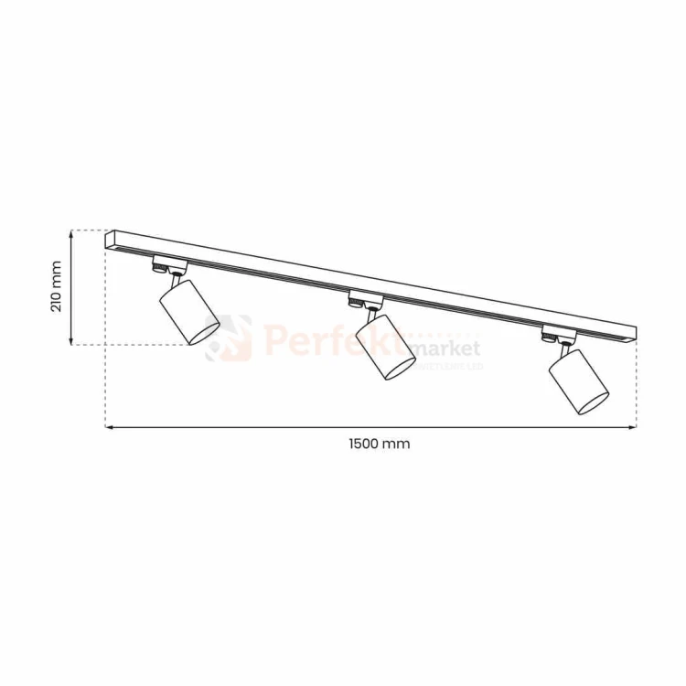 Zestaw Szynoprzewód 3xPipe GU10 + Prowadnica 1,5m - Czarny ML8719