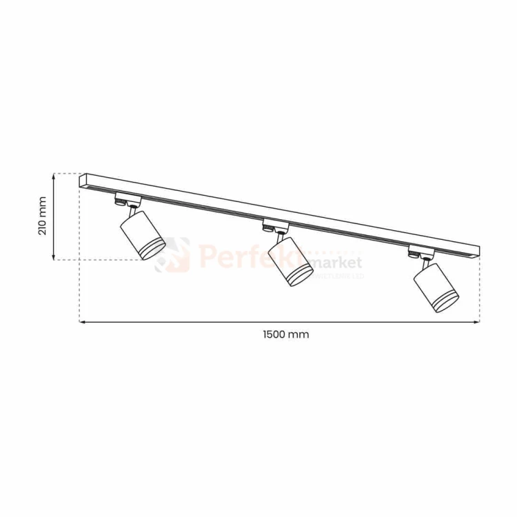 Zestaw Szynoprzewód 3xPipe Ring GU10 + Prowadnica 1,5m - Czarny ML8721