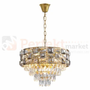 Żyrandol LUXURIA lampa wisząca złota kryształowa 9xE14 ML8895