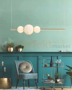Lampa wisząca Sandra 3 DIMM AZ4427 LED ściemnialna białe kule mosiądz Azzardo