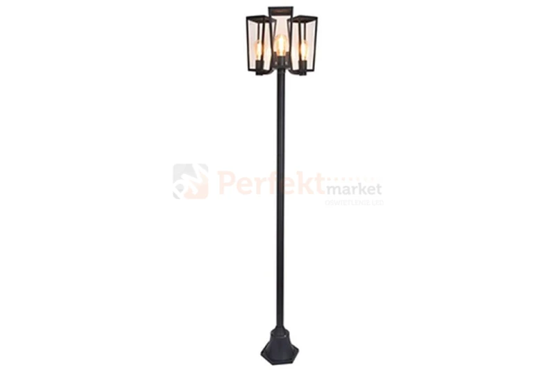 Lampa stojąca parkowa 2m ogrodowa słupek klasyczny PINE OUTDOOR BIG POST 3 x E27 czarny perfektmarket.webp