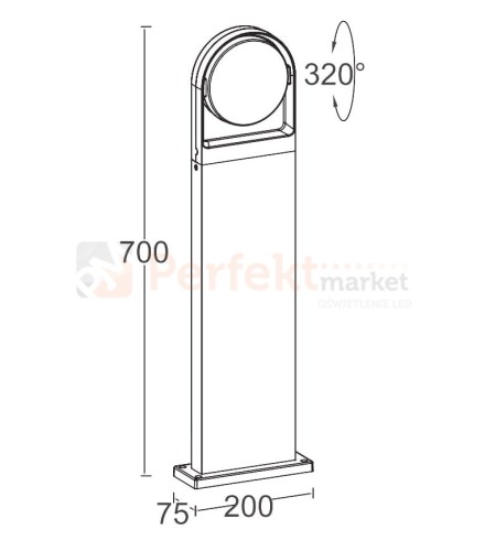 Lampa stojąca ogrodowa LED 14W 3000K Lutec FELE 7196301118 wymiary.jpg