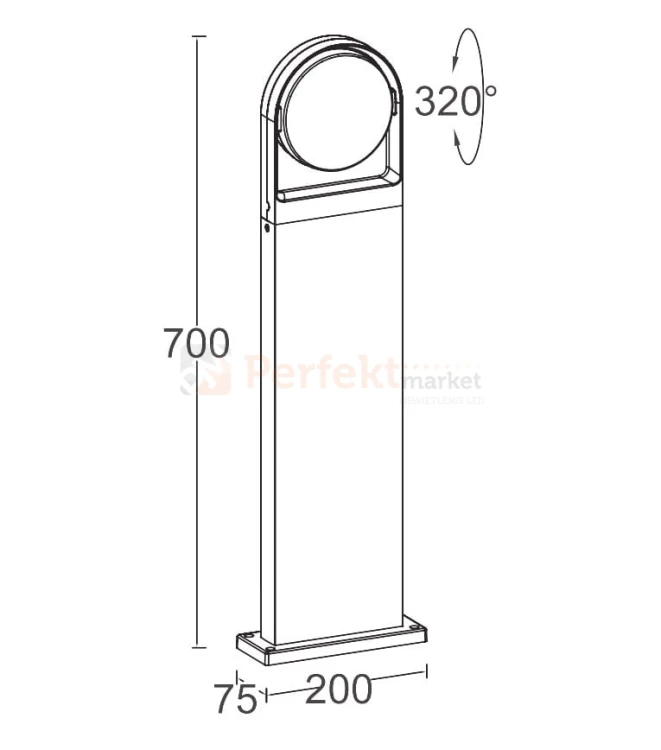 Lampa stojąca ogrodowa LED 14W 3000K Lutec FELE 7196301118 wymiary.jpg
