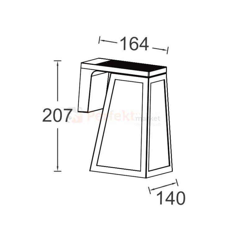 Lampa ogrodowa solarna kinkiet czarny E27 FIA Lutec 6990901012 wymiary.jpg