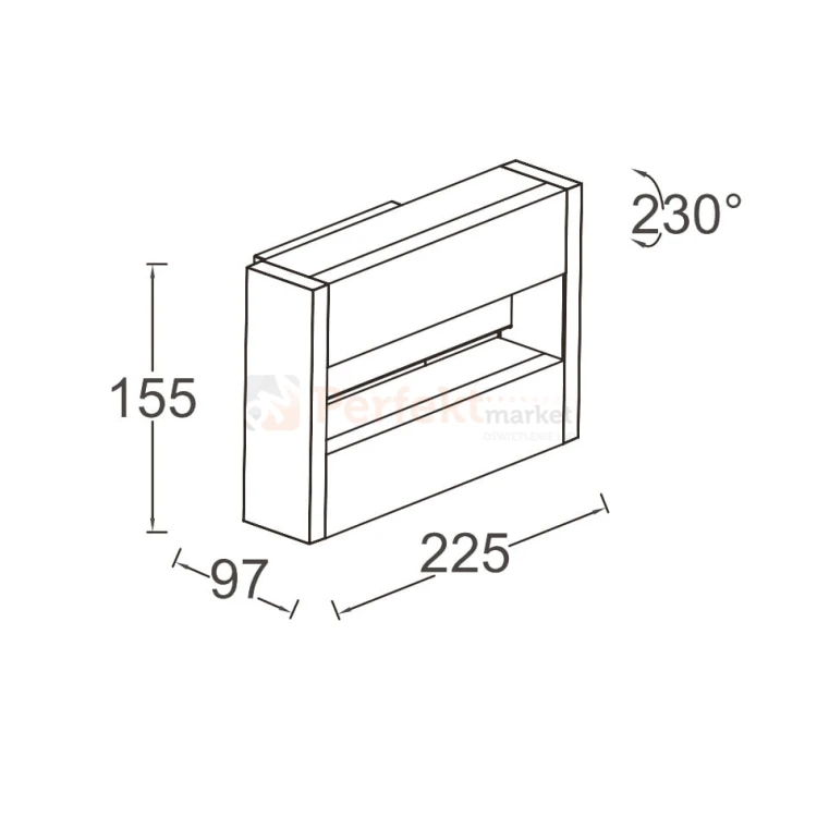 Kinkiet zewnętrzny regulowany Lutec CONROY szary 1300lm 3000K wymiary.jpg