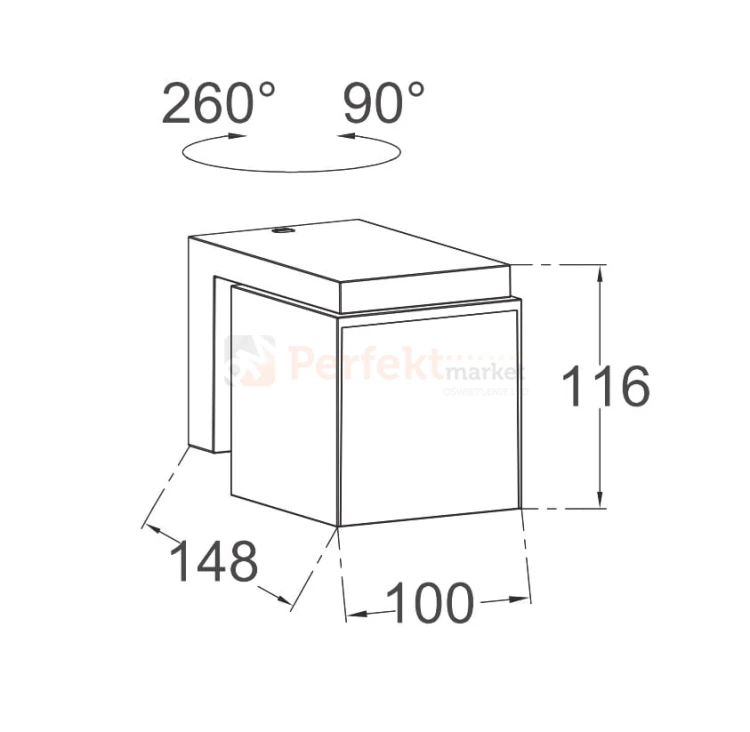 Lampa zewnętrzna LED kinkiet regulowany szary 12W 4000K Lutec CUBA 5193814118 wymiary.jpg